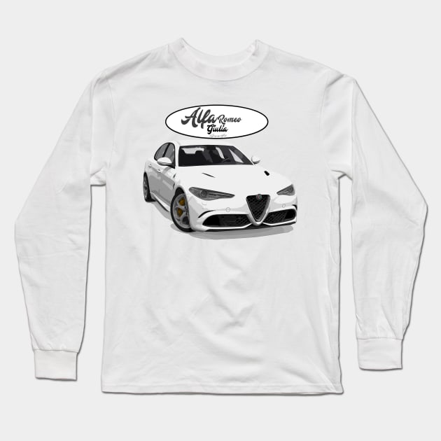 ALFA ROMEO Giulia Bianco Long Sleeve T-Shirt by PjesusArt